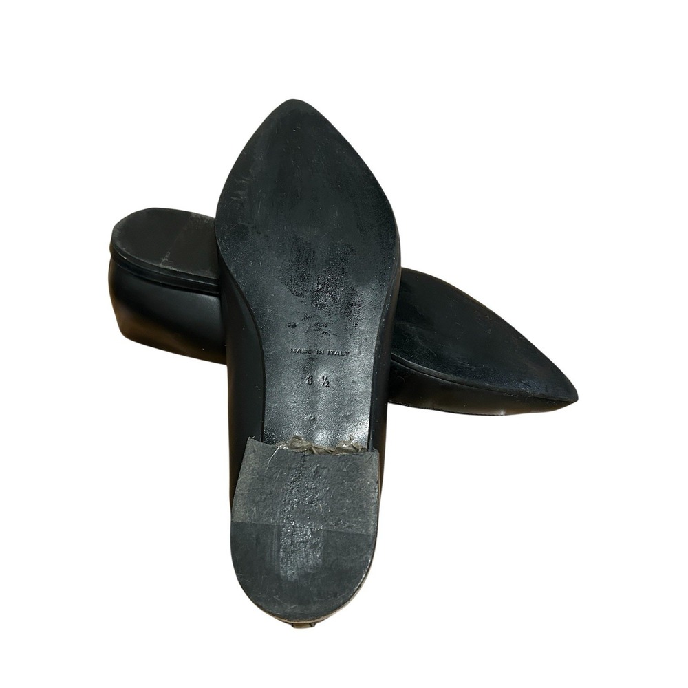 Black Pointed-Toe Leather Flats - Women's Slip-On Loafers - Picture 8 of 8